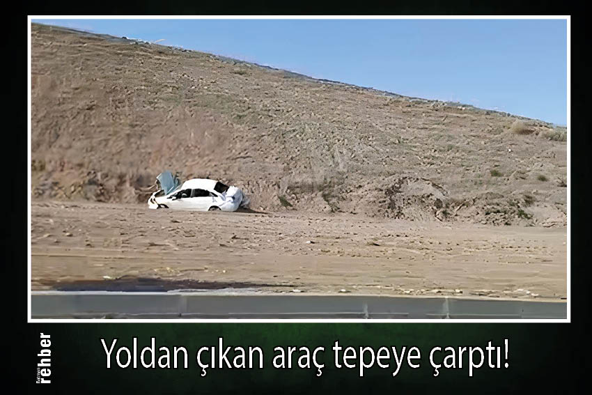 Yoldan Çıkan Araç Tepeye Tosladı-1