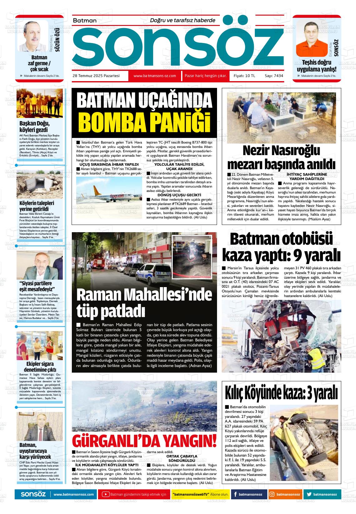 Batman Gazete Manşetleri 28 Temmuz 2025 (4)