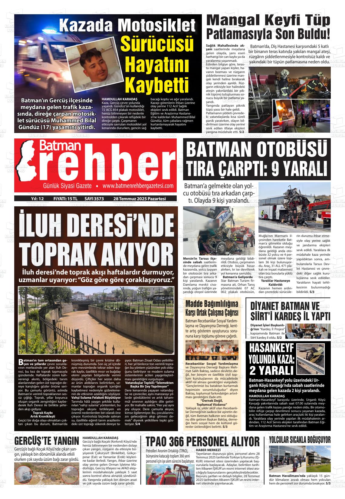 Batman Gazete Manşetleri 28 Temmuz 2025 (5)