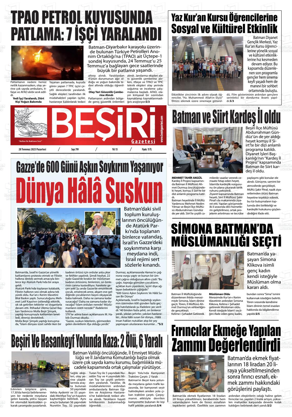 Batman Gazete Manşetleri 28 Temmuz 2025 (6)