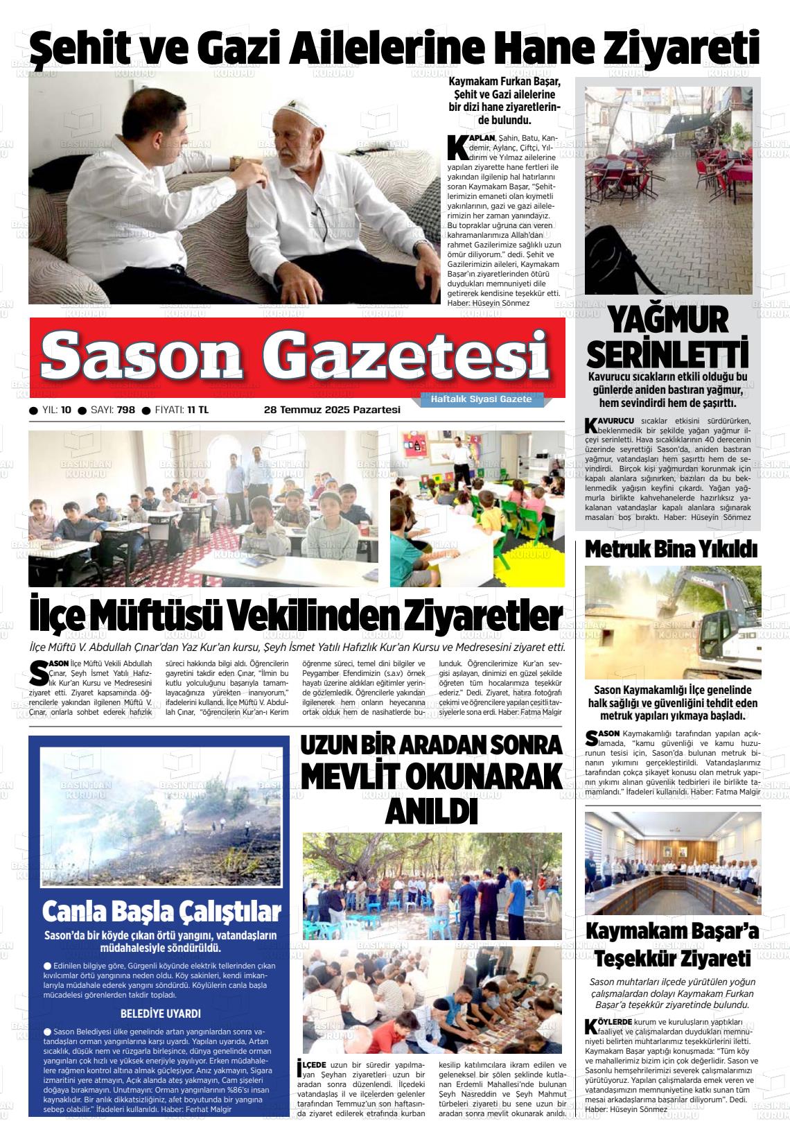 Batman Gazete Manşetleri 28 Temmuz 2025 (8)