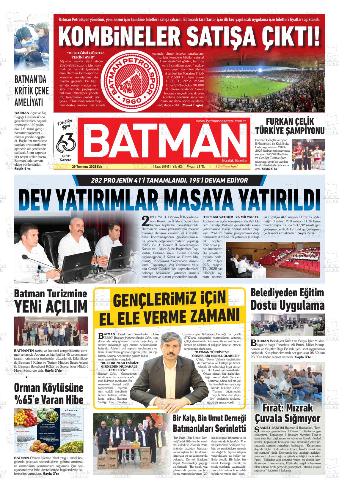 Batman Gazete Manşetleri 29 Temmuz Salı 2025 (1)