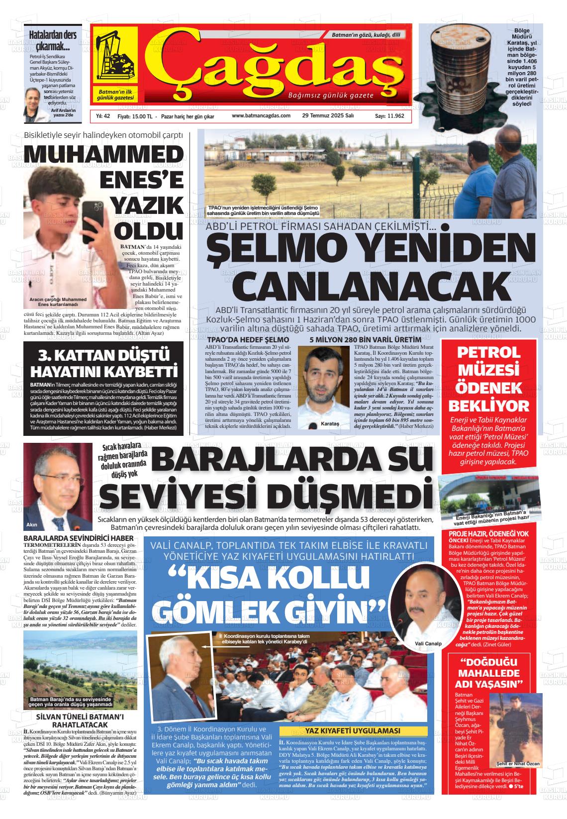 Batman Gazete Manşetleri 29 Temmuz Salı 2025 (2)