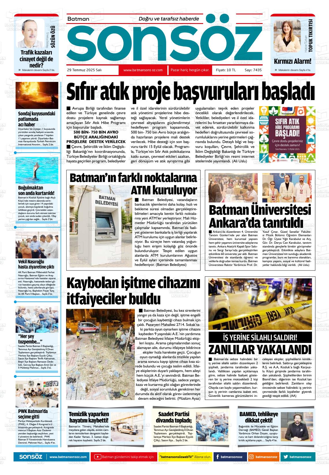 Batman Gazete Manşetleri 29 Temmuz Salı 2025 (3)