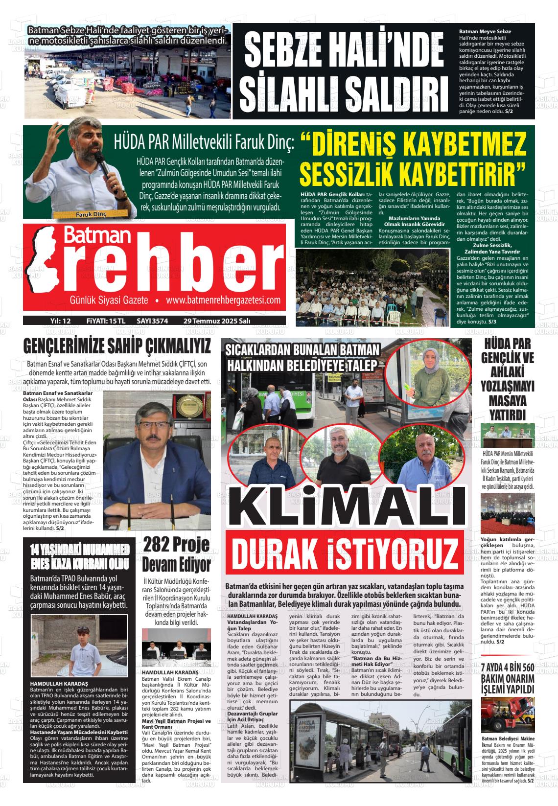 Batman Gazete Manşetleri 29 Temmuz Salı 2025 (4)