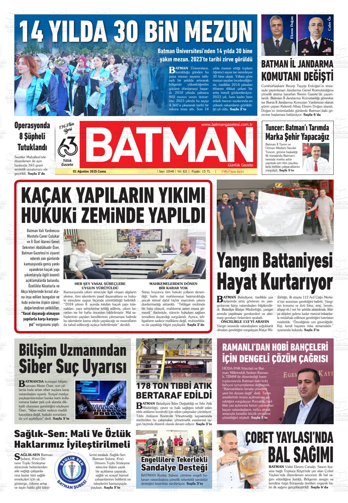 Batman Gazete Manşetleri 1 Ağustos 2025 (2)