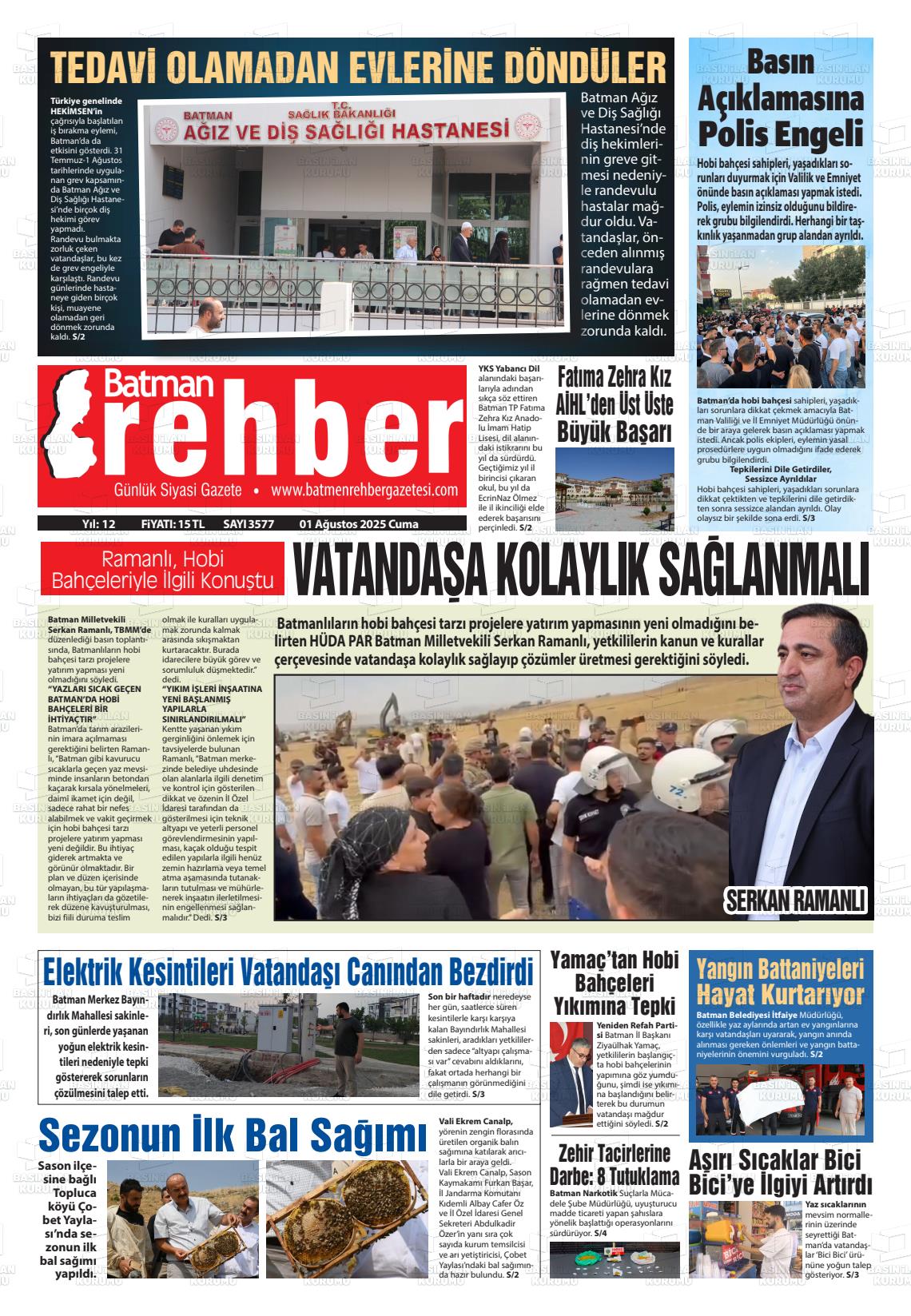 Batman Gazete Manşetleri 1 Ağustos 2025 (5)