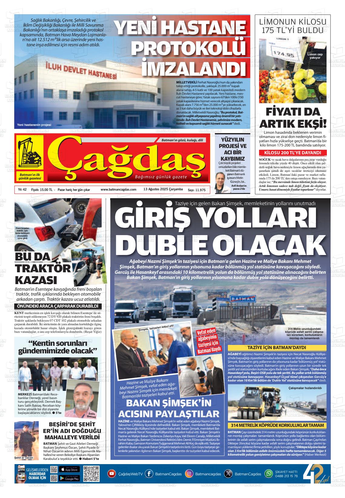 Batman Gazete Manşetleri 13 Ağustos 2025 (2)