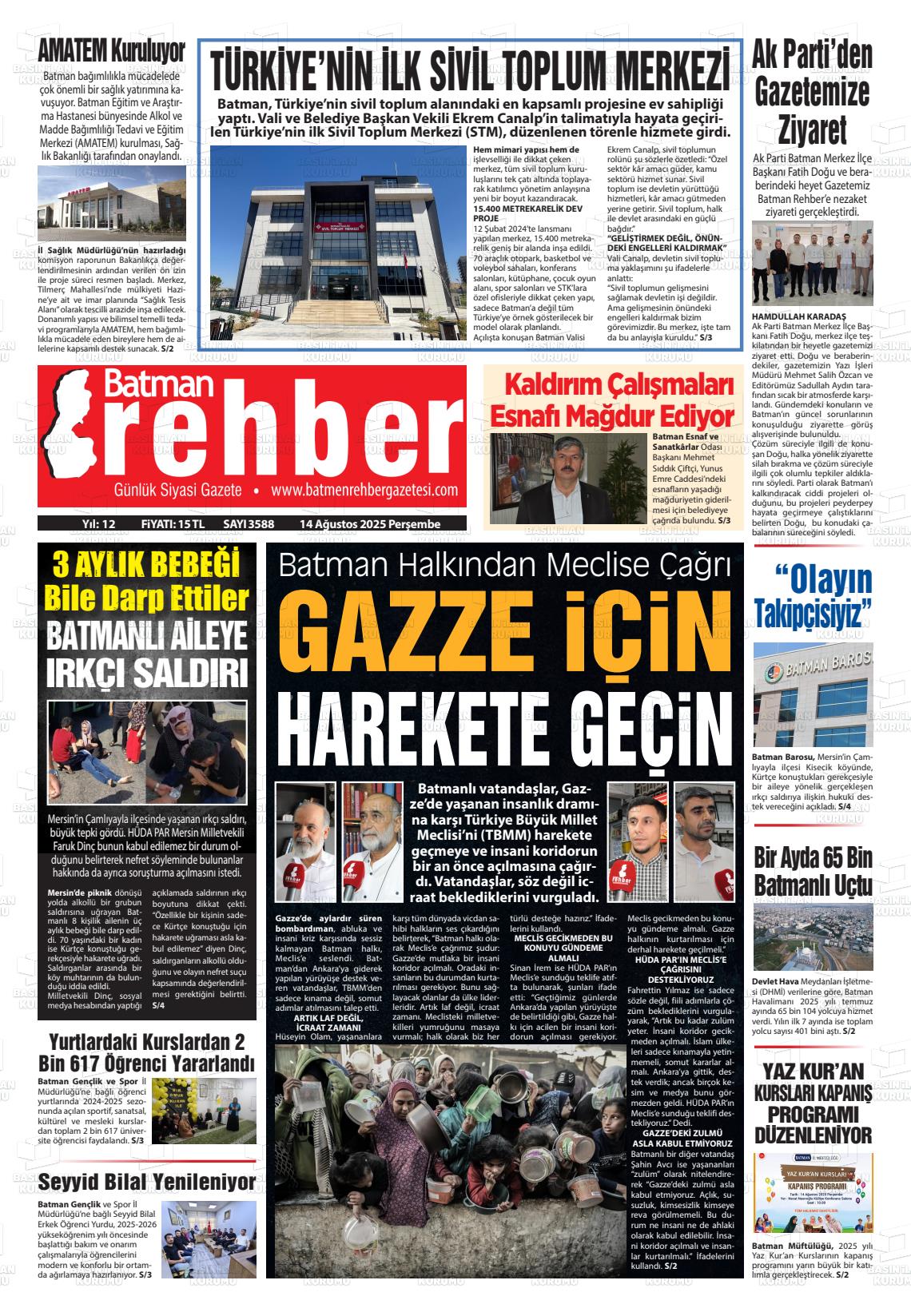 Batman Gazete Manşetleri 14 Ağustos 2025 (4)