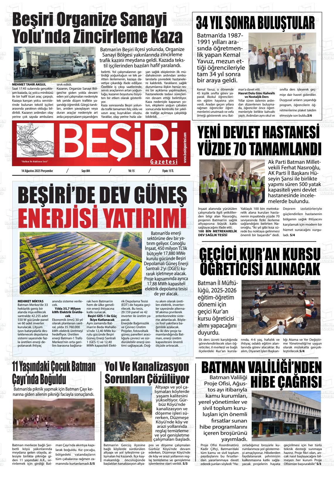Batman Gazete Manşetleri 14 Ağustos 2025 (5)