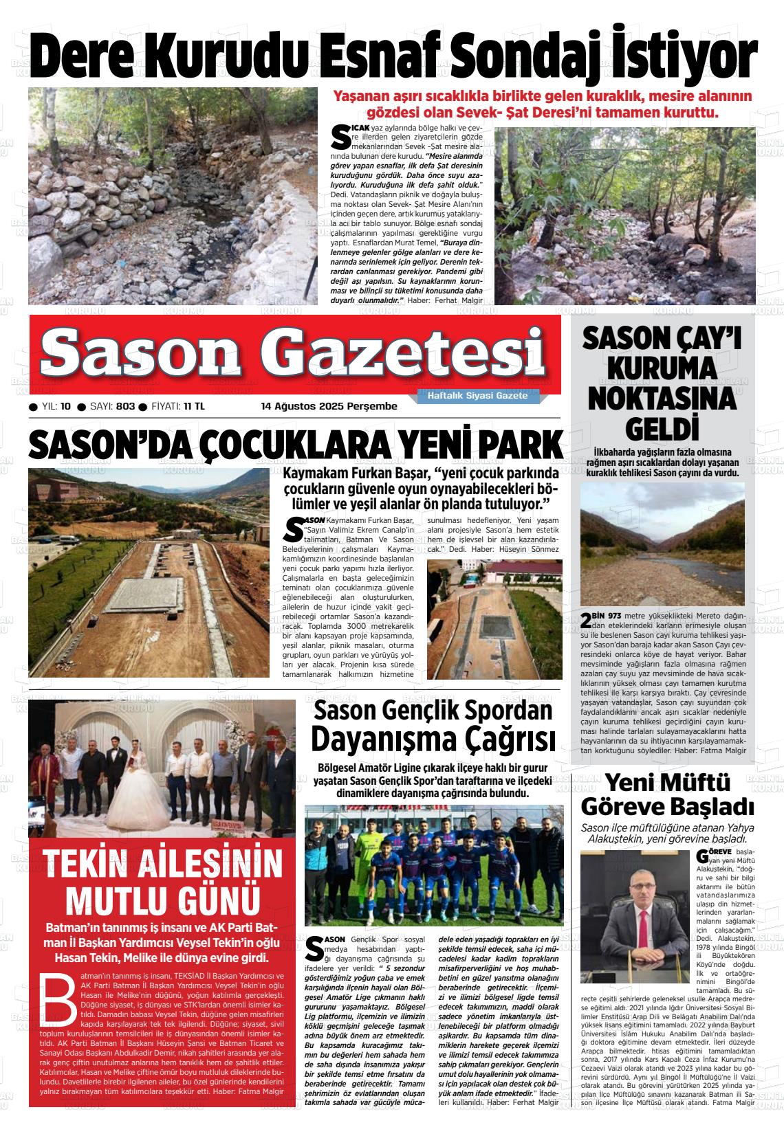 Batman Gazete Manşetleri 14 Ağustos 2025 (7)