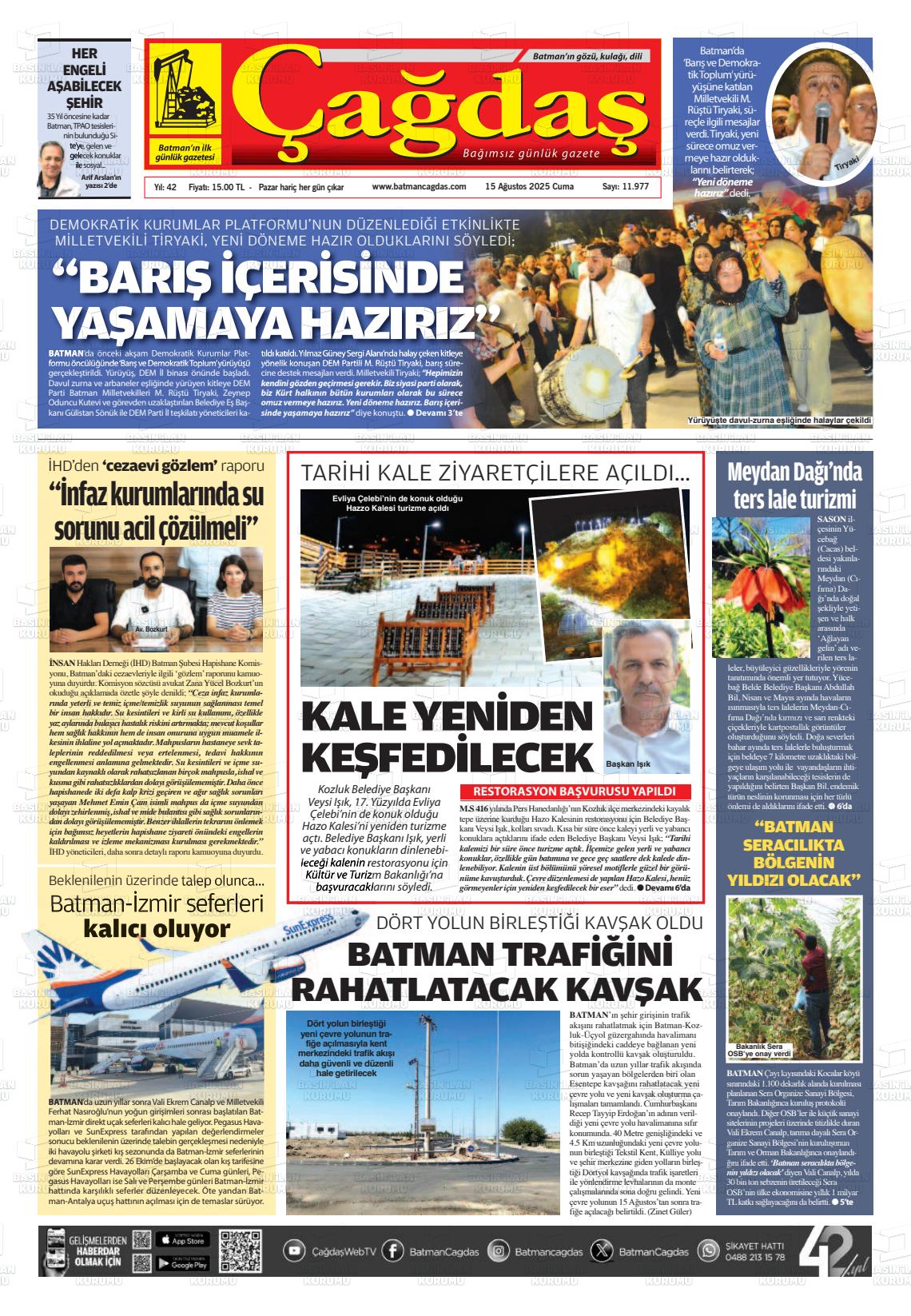 Batman Gazete Manşetleri 15 Ağustos 2025 (3)