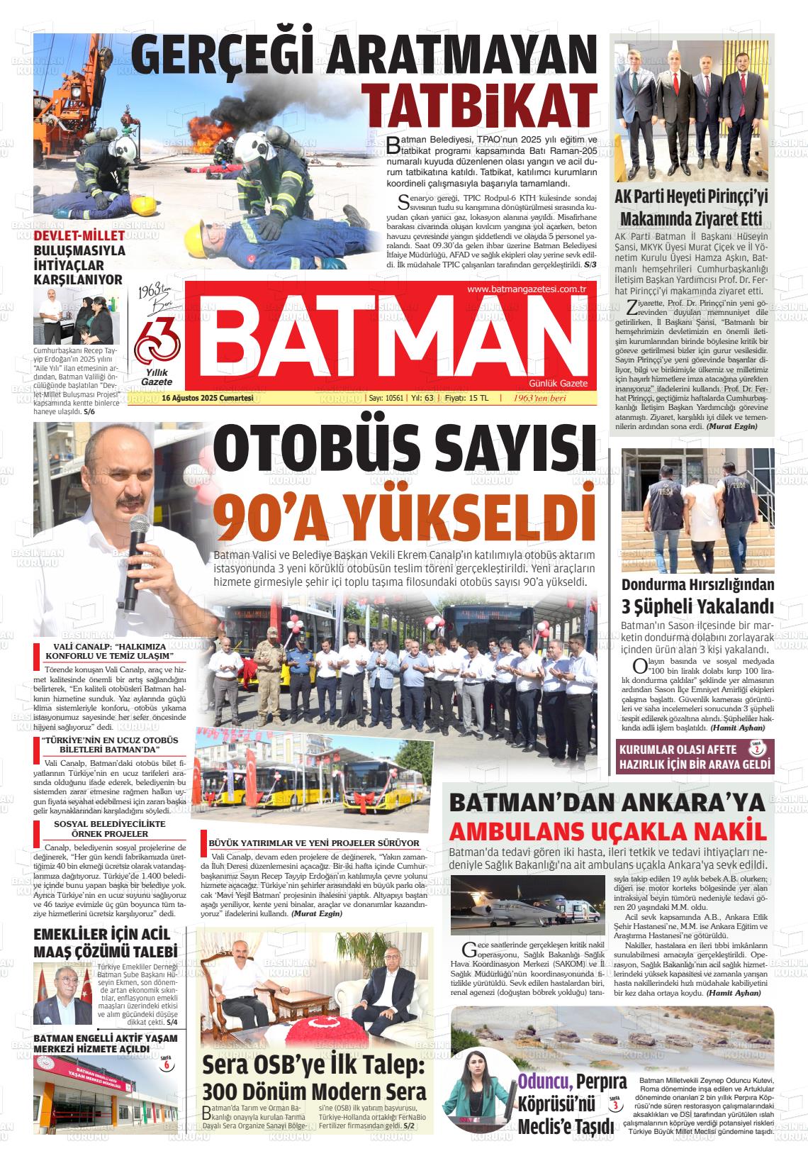 Batman Gazete Manşetleri 16 Ağustos 2025 (1)