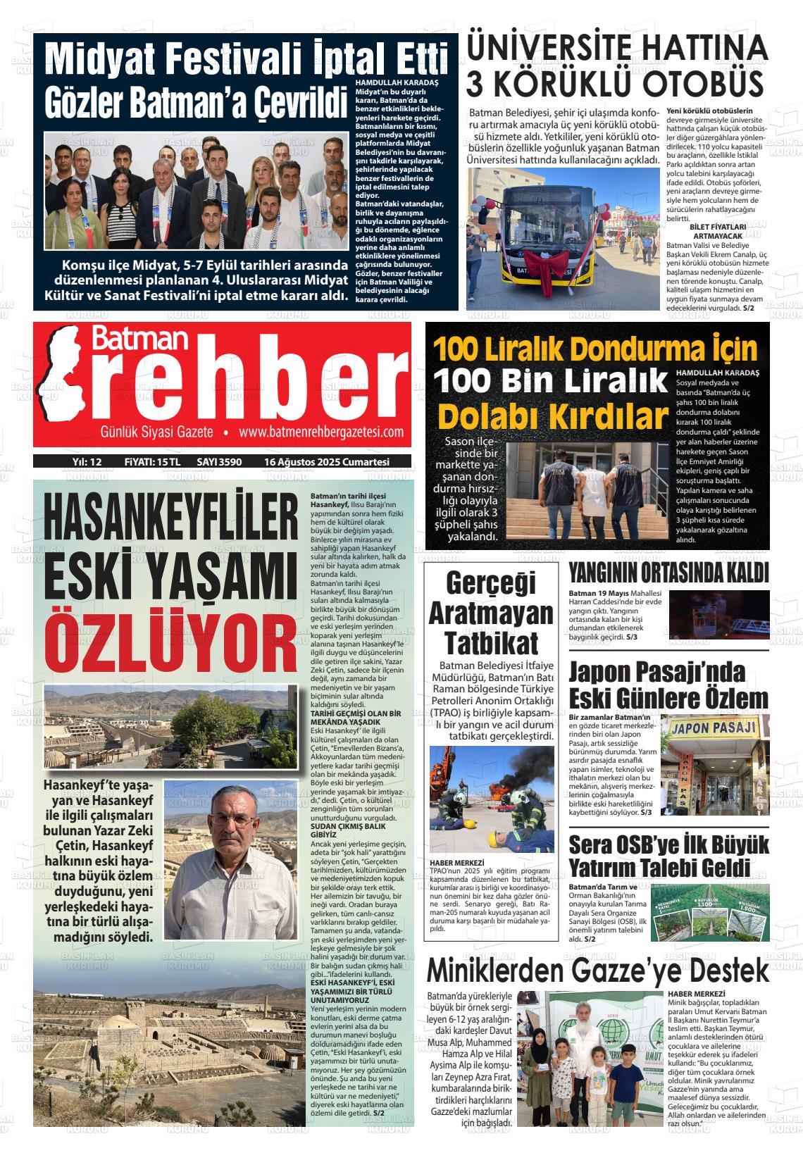 Batman Gazete Manşetleri 16 Ağustos 2025 (4)