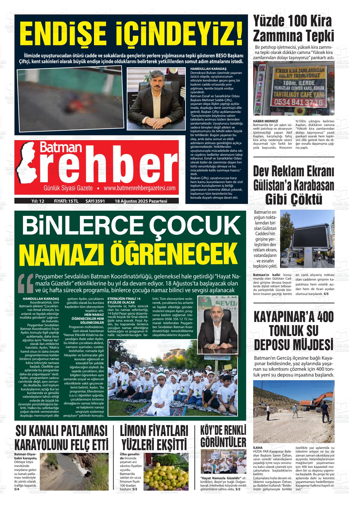 Batman Gazete Manşetleri 18 Ağustos 2025 (4)