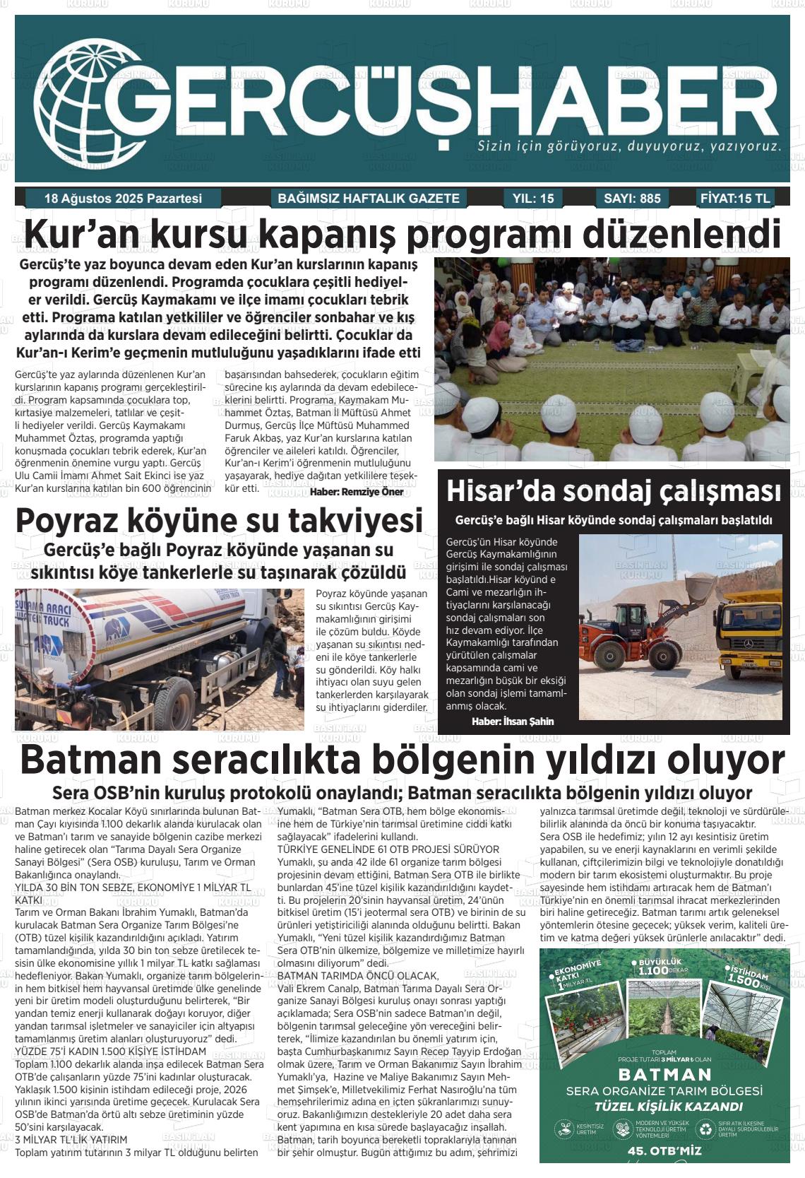 Batman Gazete Manşetleri 18 Ağustos 2025 (6)