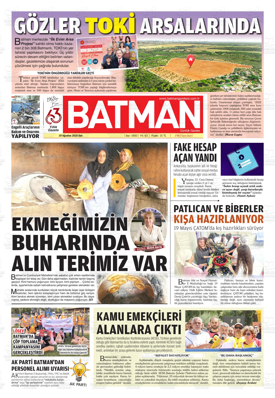 Batman Gazete Manşetleri 19 Ağustos 2025 (2)