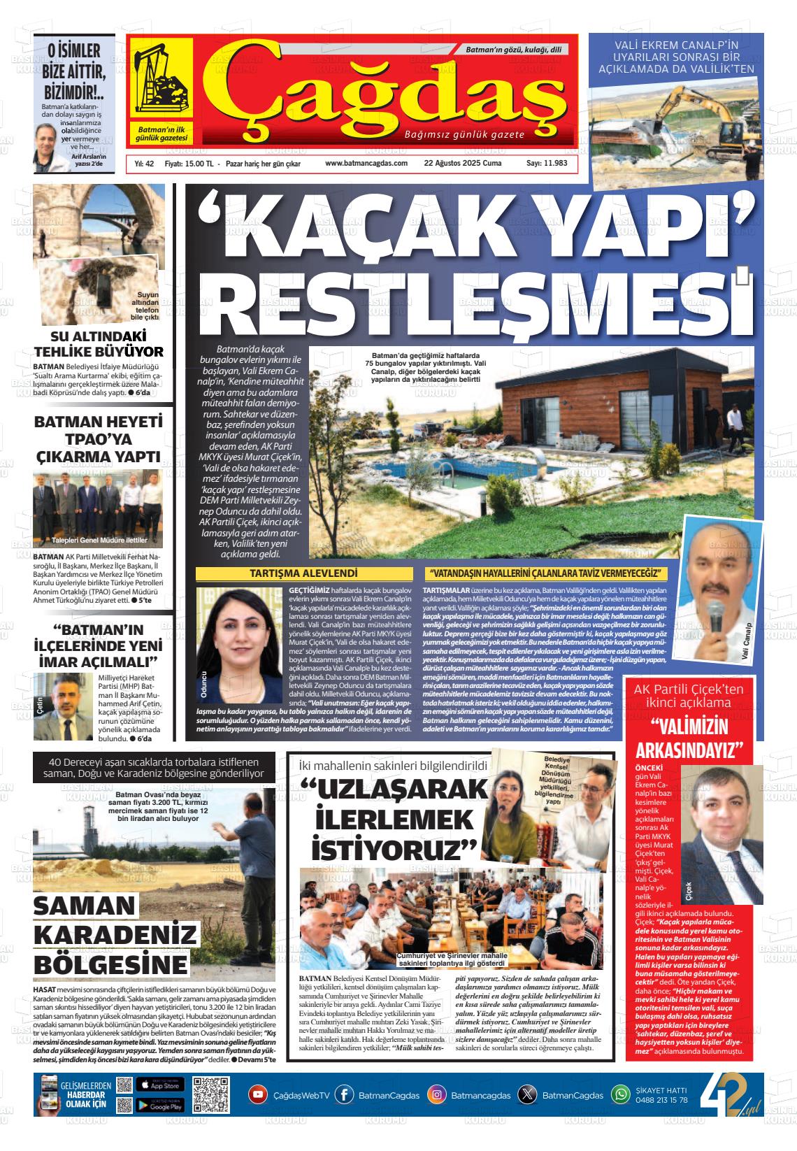 Batman Gazete Manşetleri 20 Ağustos 2025 (2)