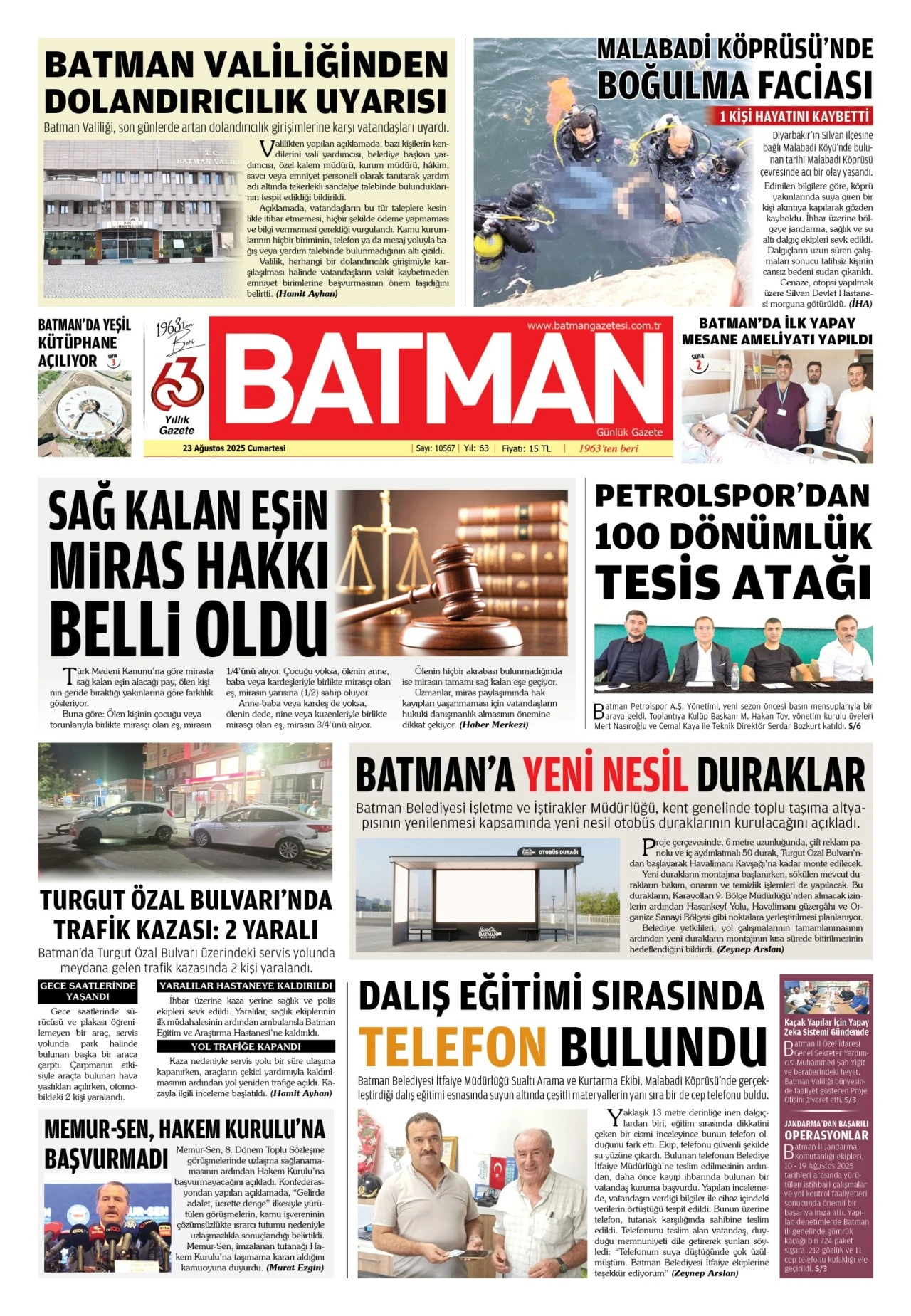 Batman Gazete Manşetleri 23 Ağustos 2025 (3)
