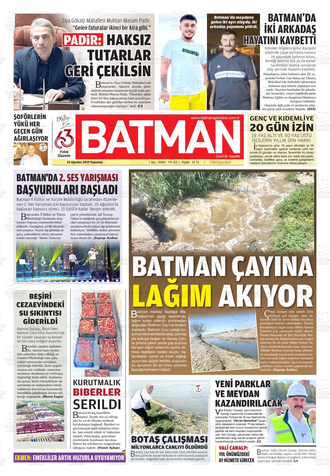 Batman Gazete Manşetleri 25 Ağustos 2025 (1)