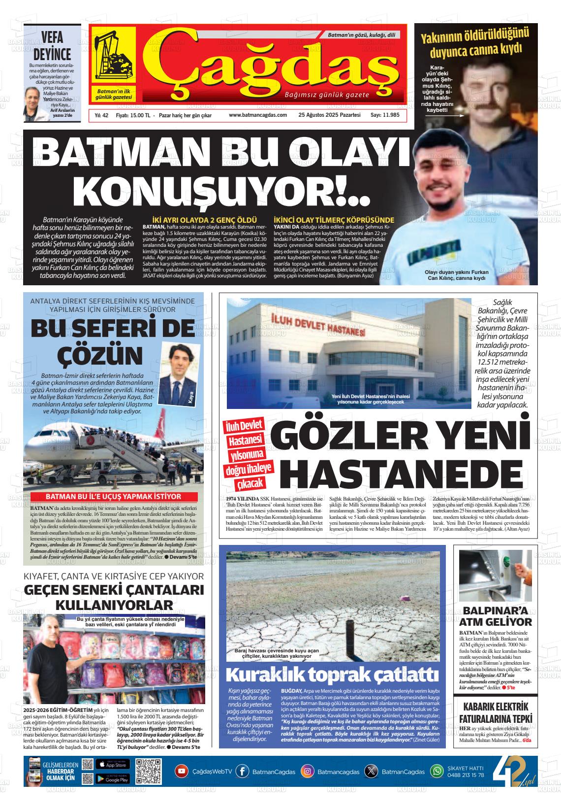 Batman Gazete Manşetleri 25 Ağustos 2025 (2)
