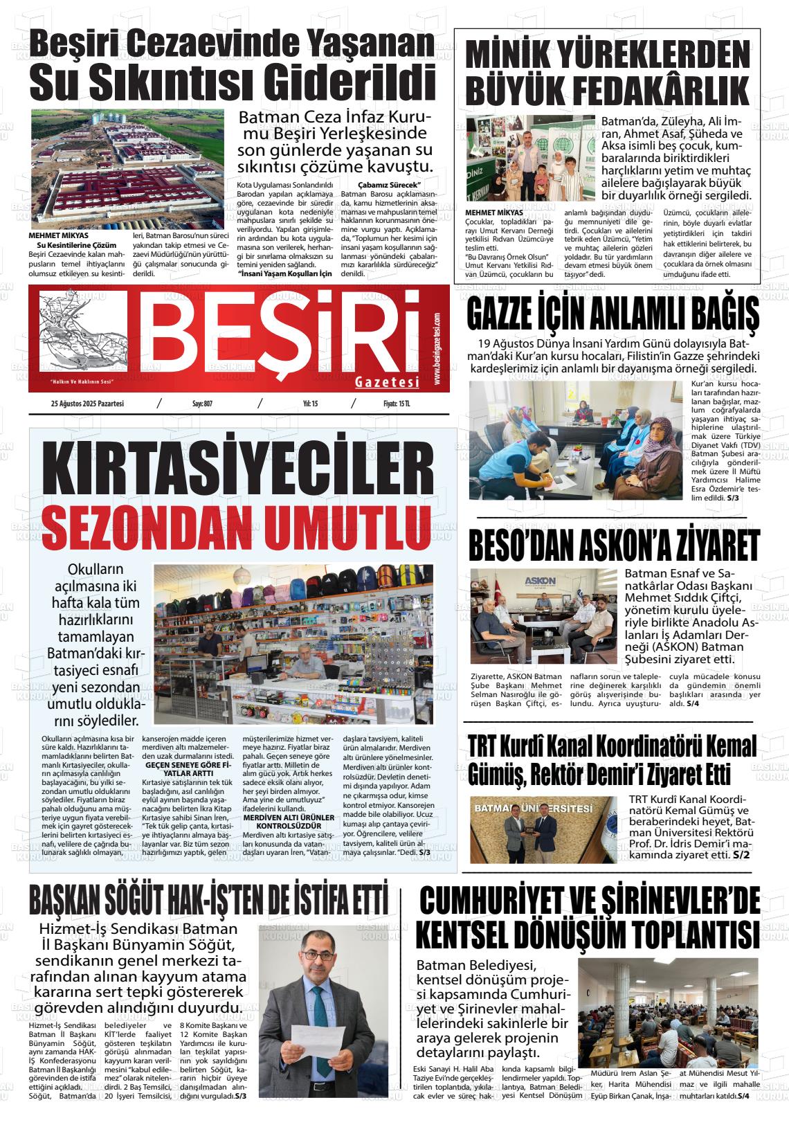 Batman Gazete Manşetleri 25 Ağustos 2025 (5)