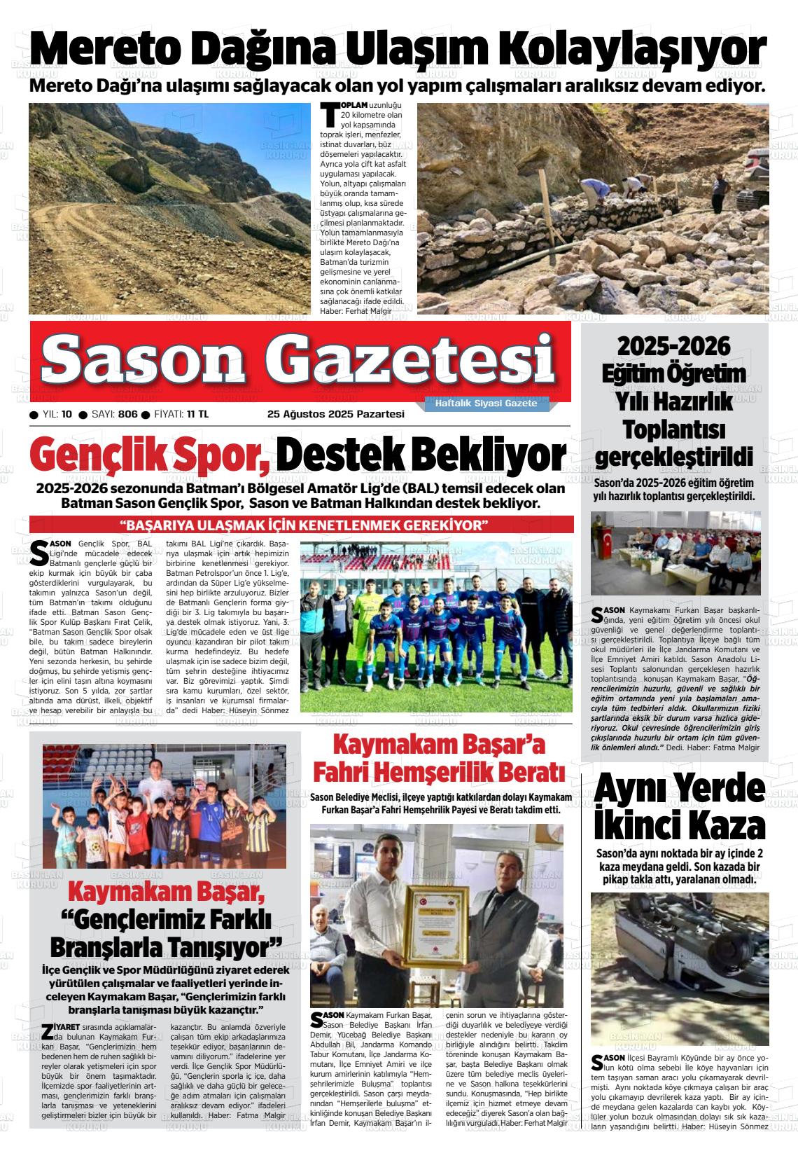 Batman Gazete Manşetleri 25 Ağustos 2025 (7)