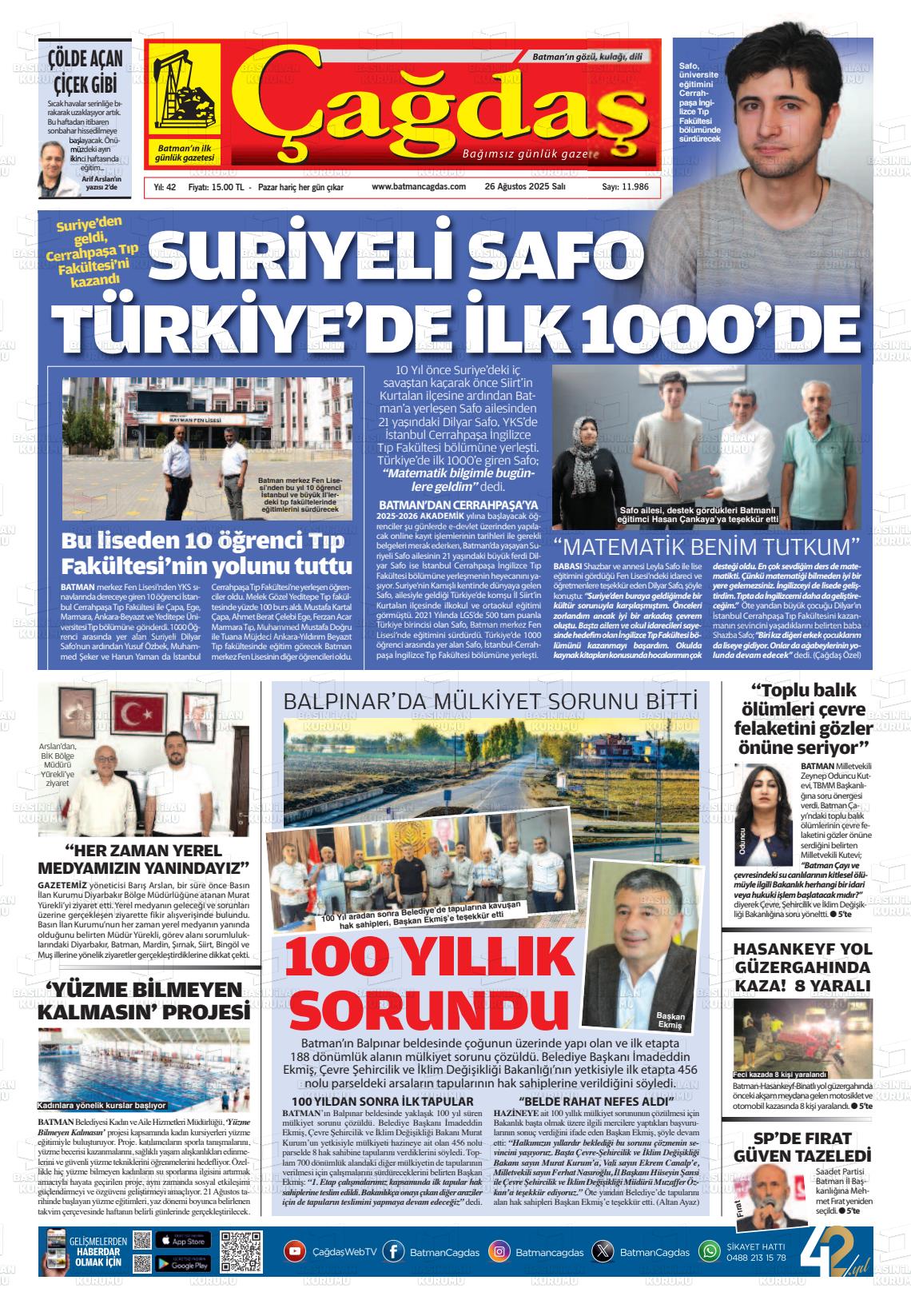 Batman Gazete Manşetleri 26 Ağustos 2025 (2)