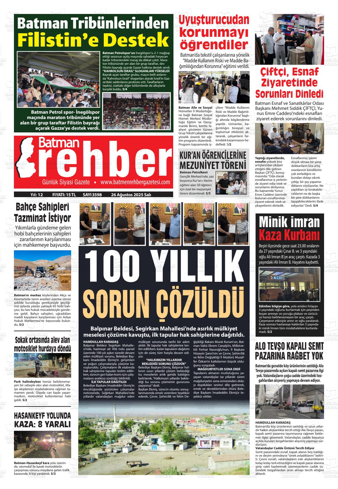 Batman Gazete Manşetleri 26 Ağustos 2025 (4)