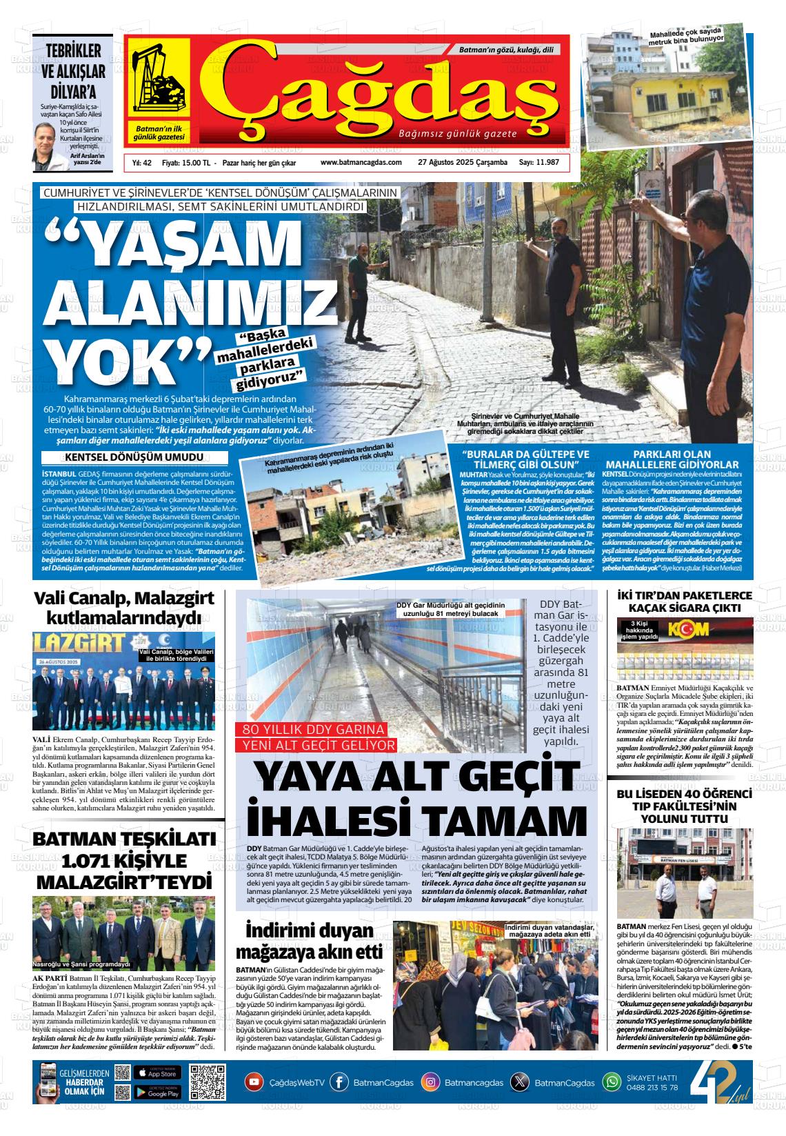 Batman Gazete Manşetleri 27 Ağustos 2025 (2)