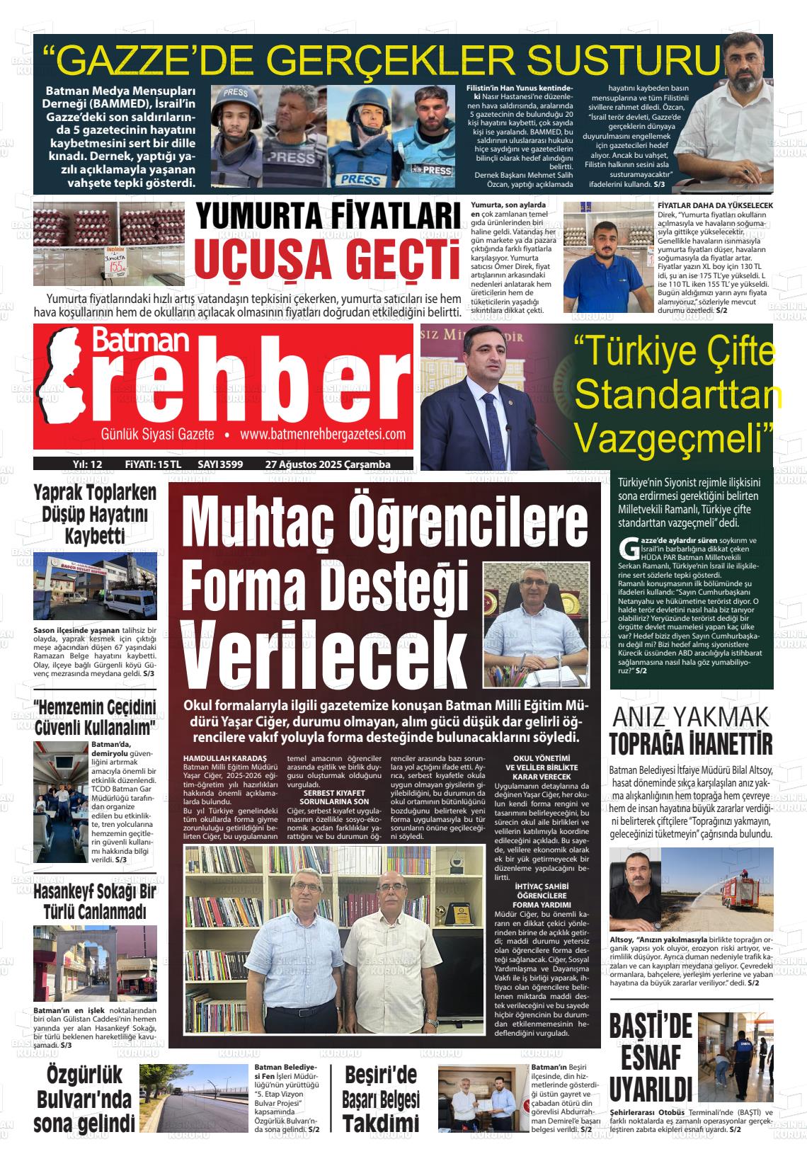 Batman Gazete Manşetleri 27 Ağustos 2025 (4)