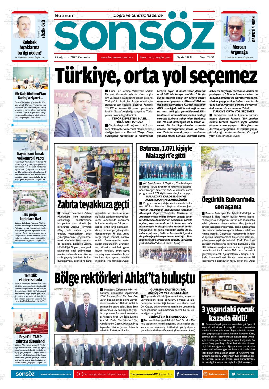 Batman Gazete Manşetleri 27 Ağustos 2025 (5)