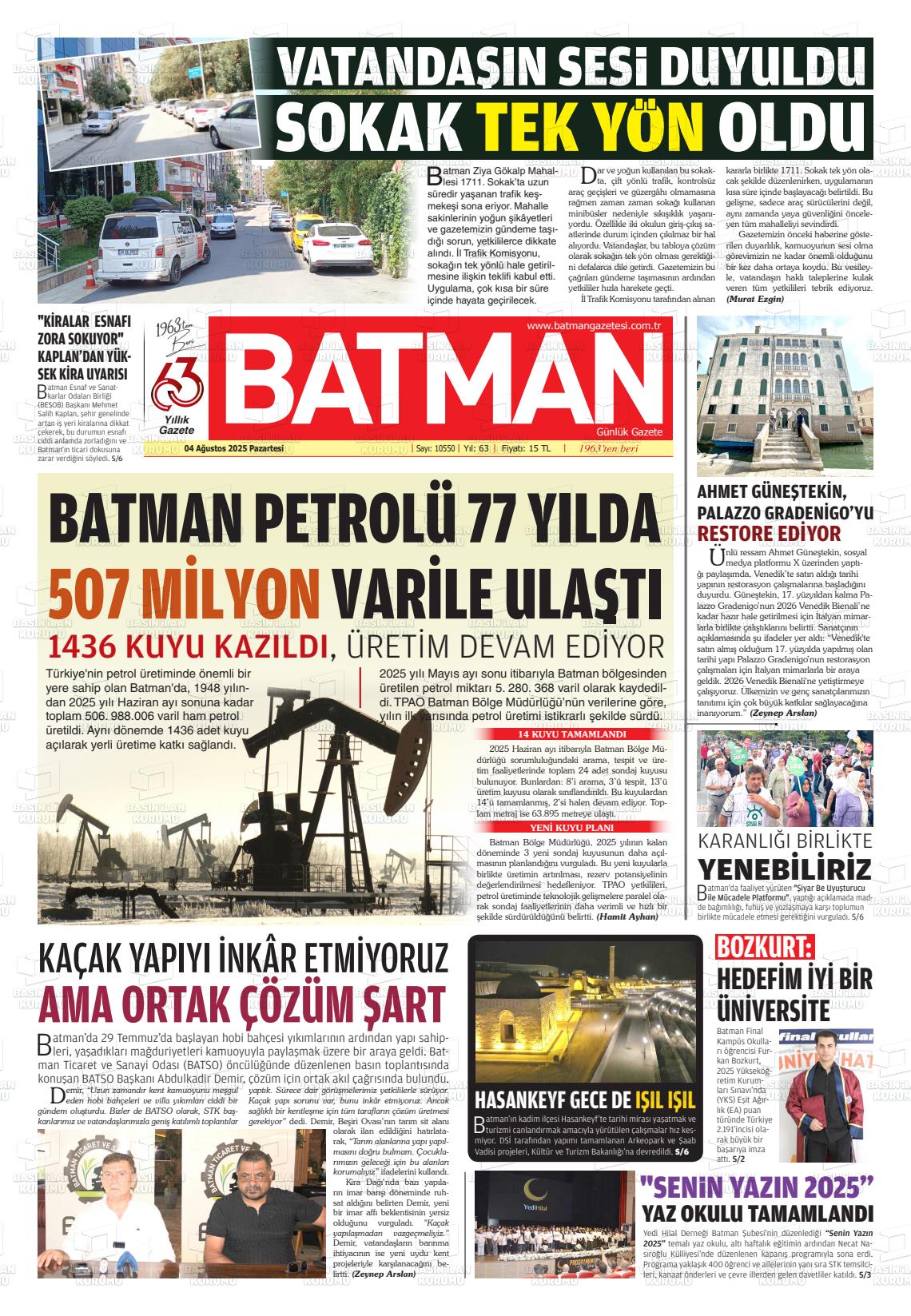 Batman Gazete Manşetleri 4 Ağustos 2025 (3)