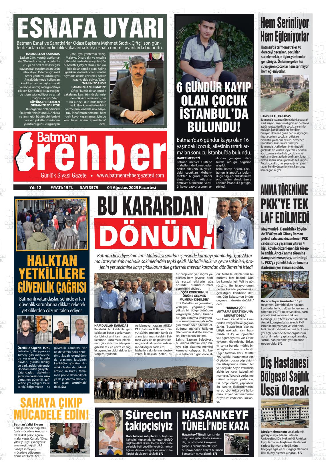 Batman Gazete Manşetleri 4 Ağustos 2025 (6)