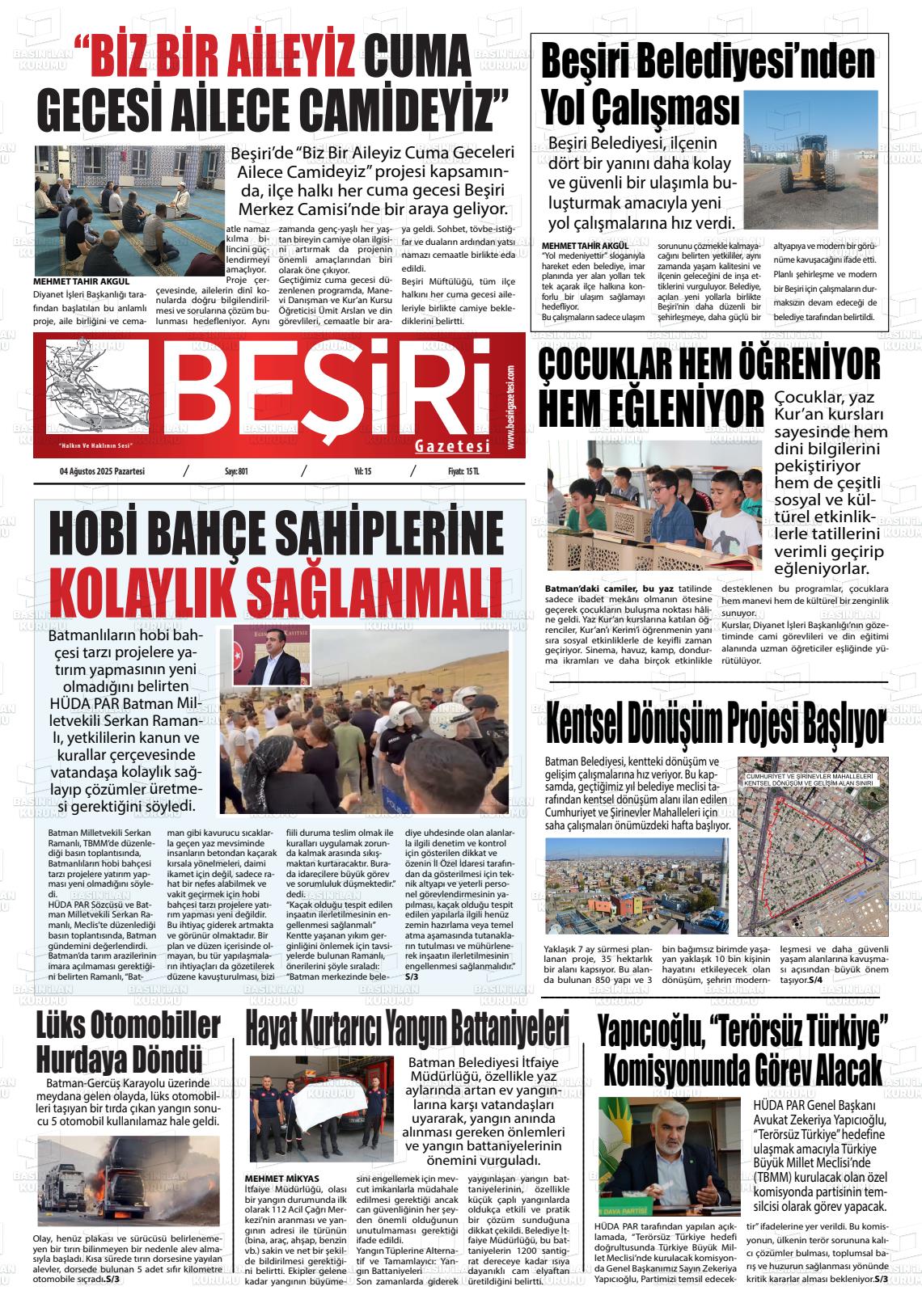 Batman Gazete Manşetleri 4 Ağustos 2025 (7)