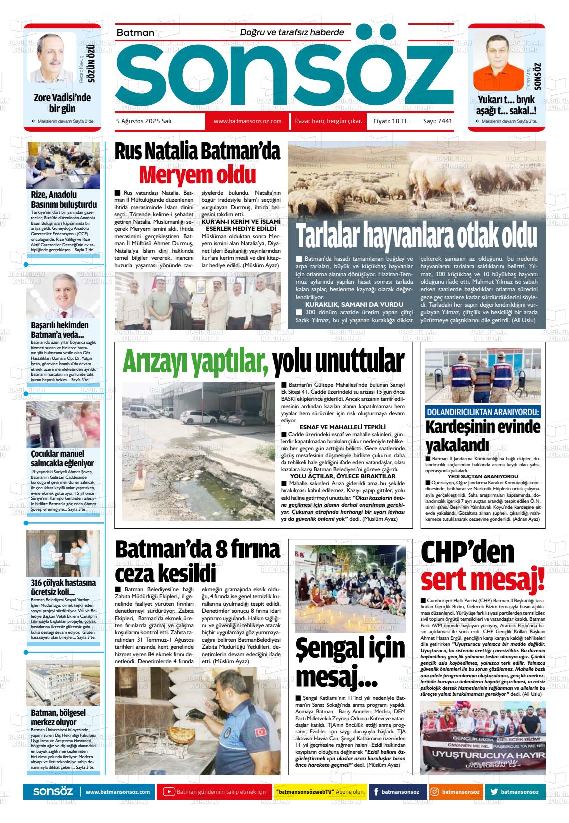 Batman Gazete Manşetleri 5 Ağustos 2025 (3)