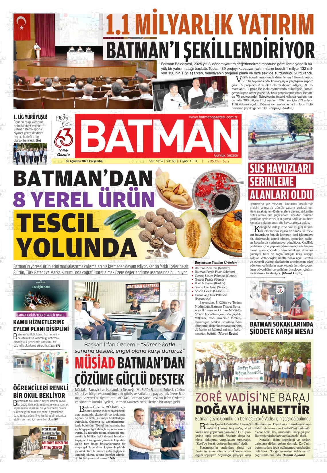 Batman Gazete Manşetleri 6 Ağustos 2025 (1)