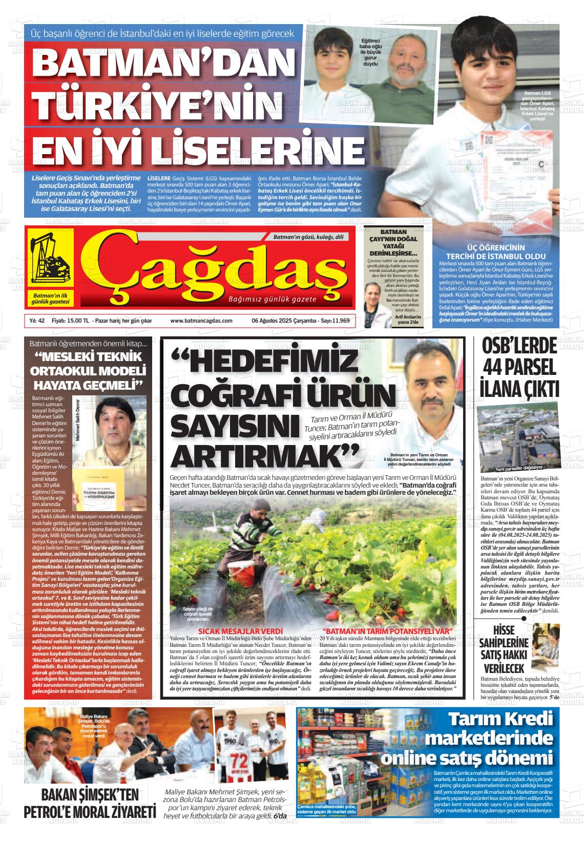 Batman Gazete Manşetleri 6 Ağustos 2025 (2)