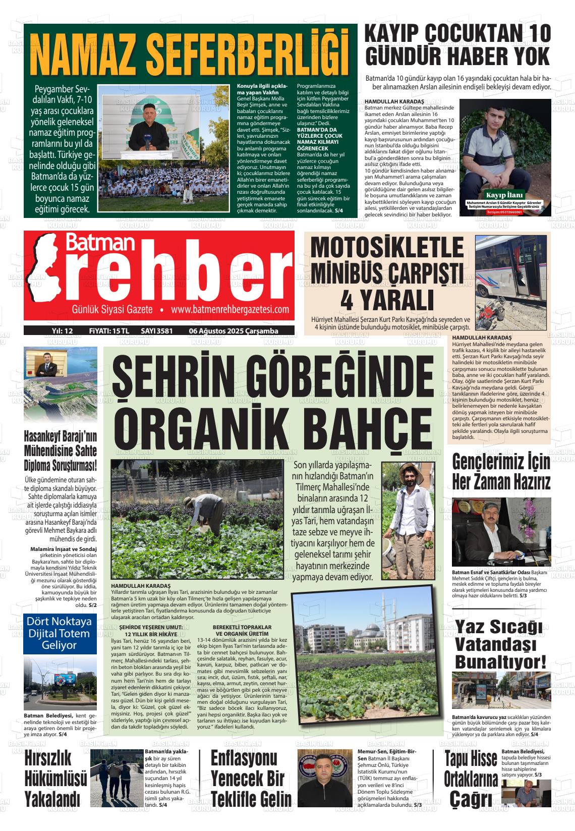 Batman Gazete Manşetleri 6 Ağustos 2025 (4)