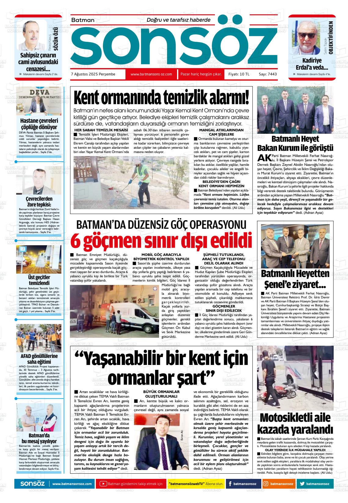 Batman Gazete Manşetleri 7 Ağustos 2025 (3)