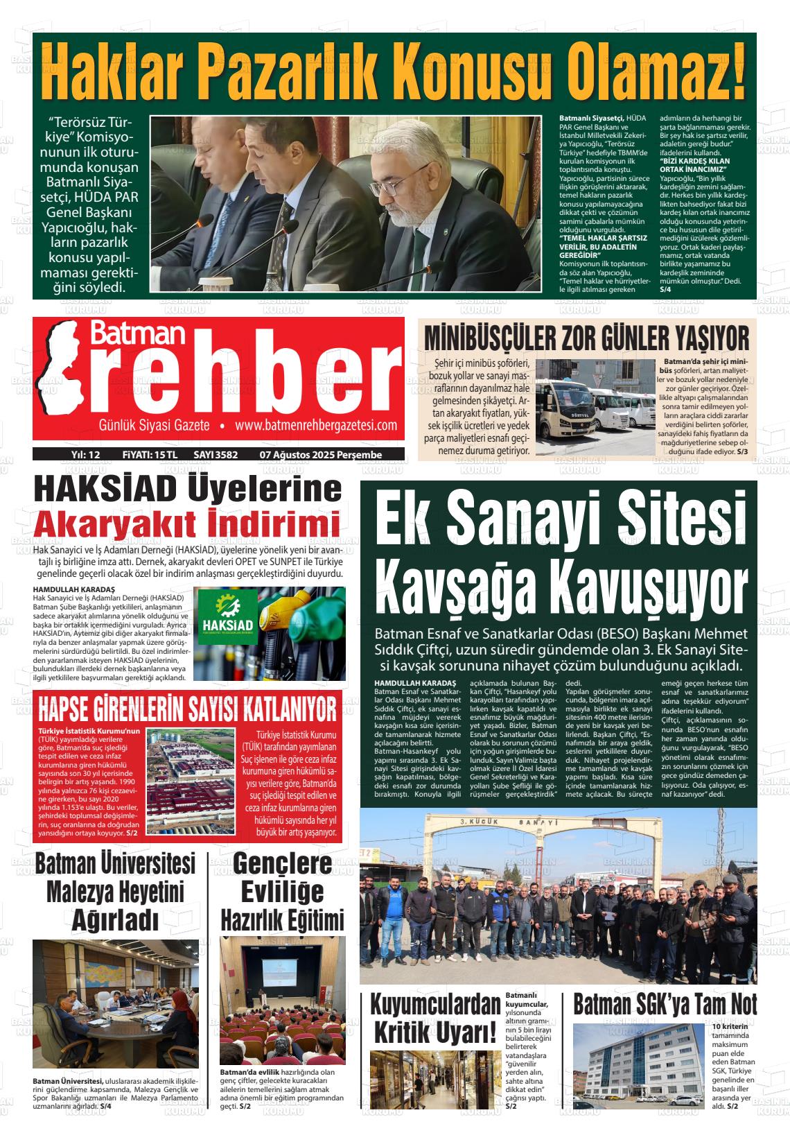 Batman Gazete Manşetleri 7 Ağustos 2025 (4)