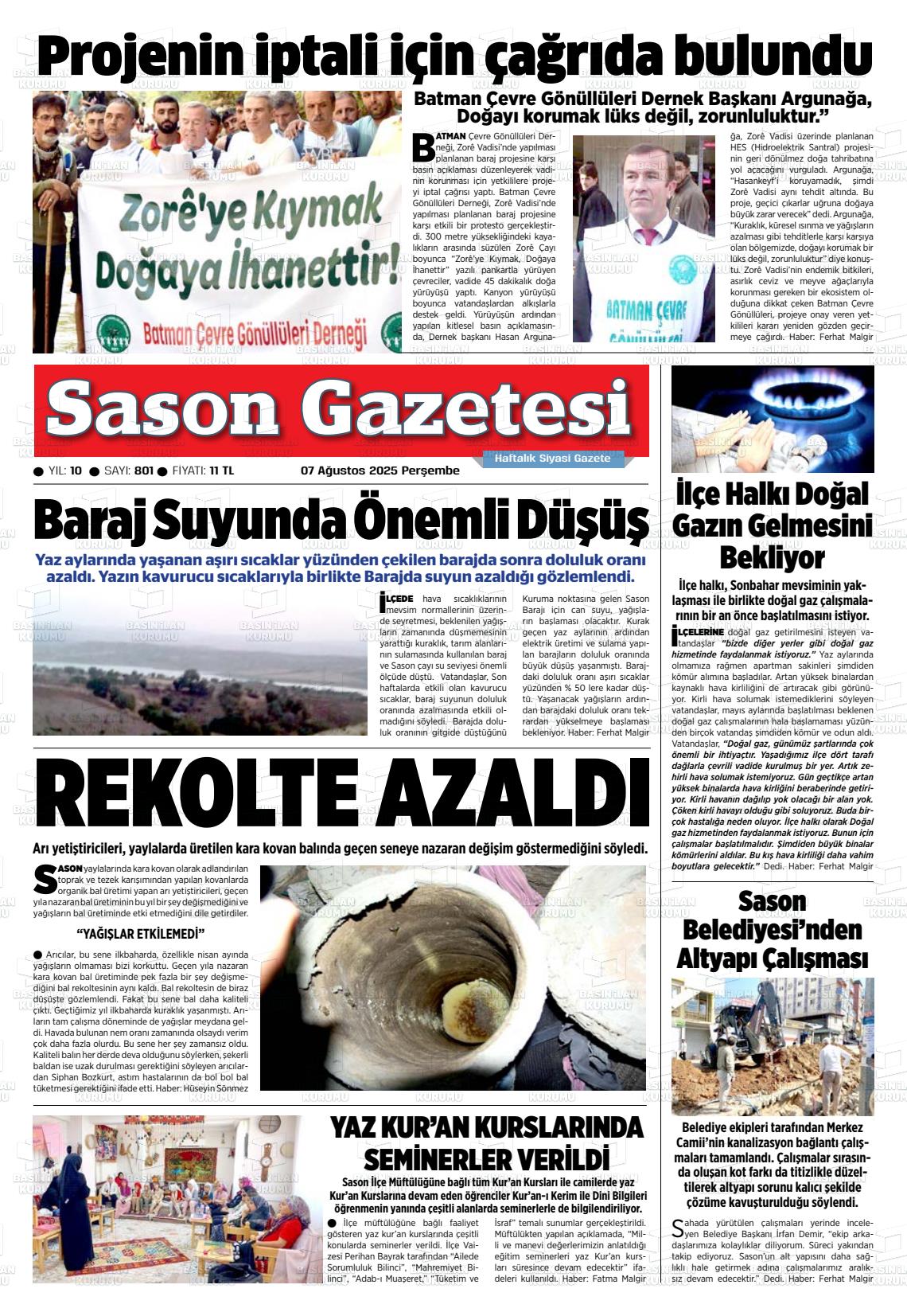 Batman Gazete Manşetleri 7 Ağustos 2025 (7)