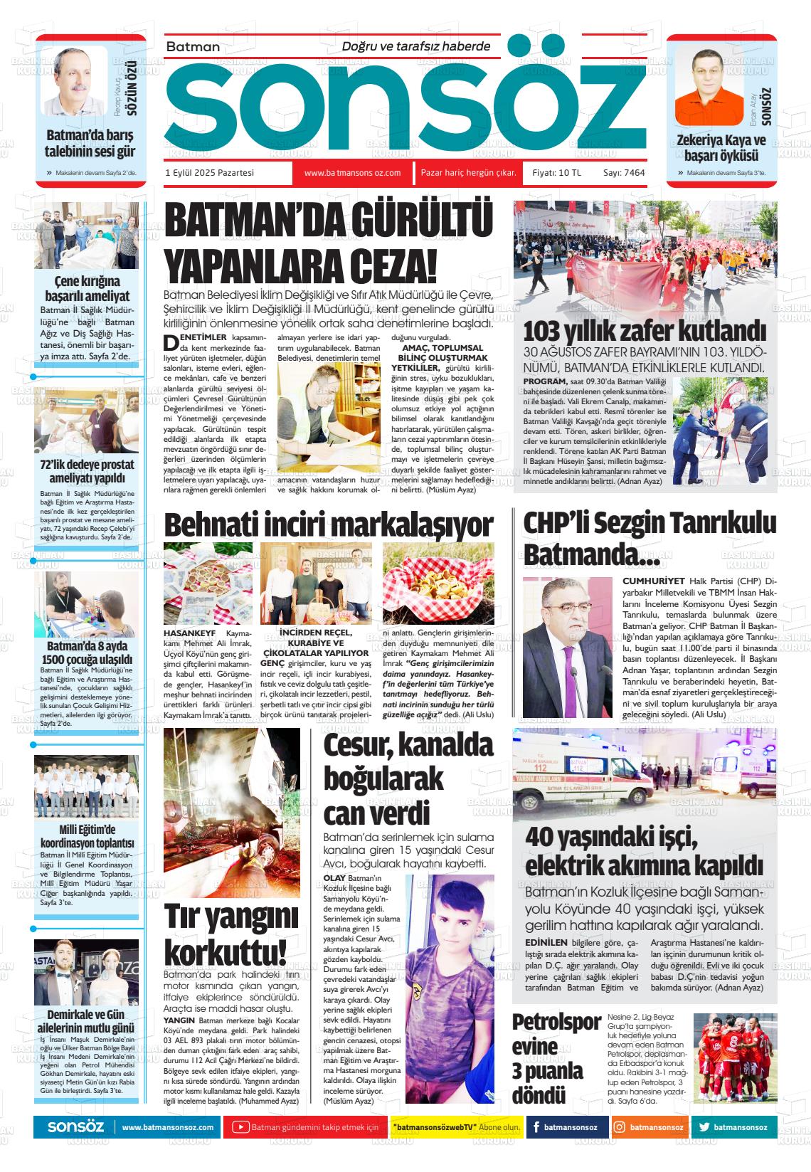 Batman Gazete Manşetleri 1 Eylül 2025 (4)