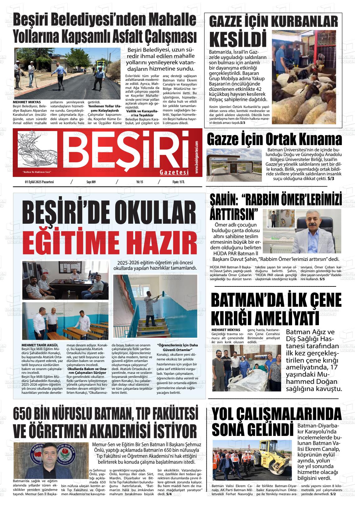 Batman Gazete Manşetleri 1 Eylül 2025 (6)