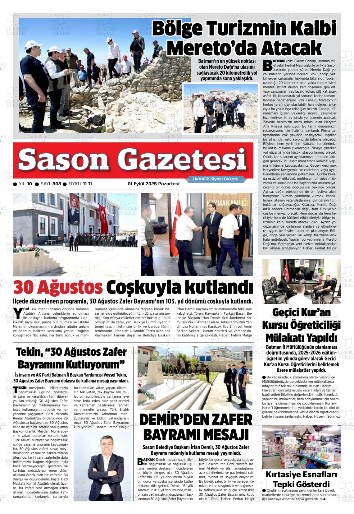 Batman Gazete Manşetleri 1 Eylül 2025 (8)