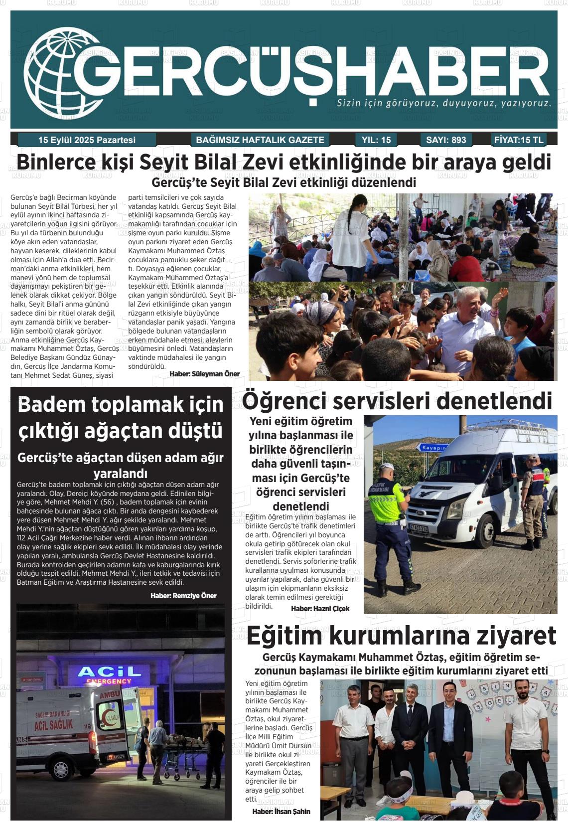 Batman Gazete Manşetleri 15 Eylül 2025 (6)