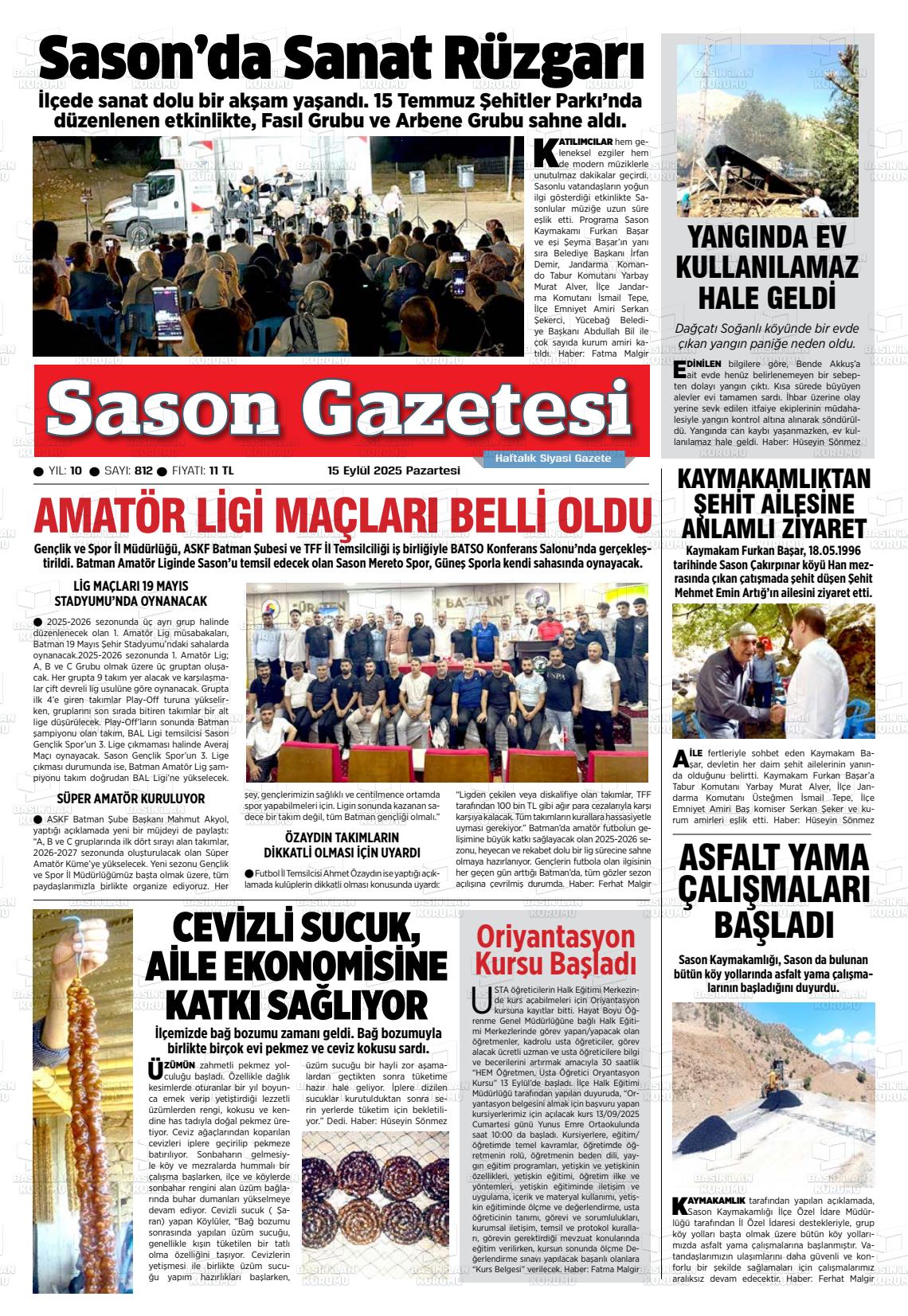 Batman Gazete Manşetleri 15 Eylül 2025 (7)