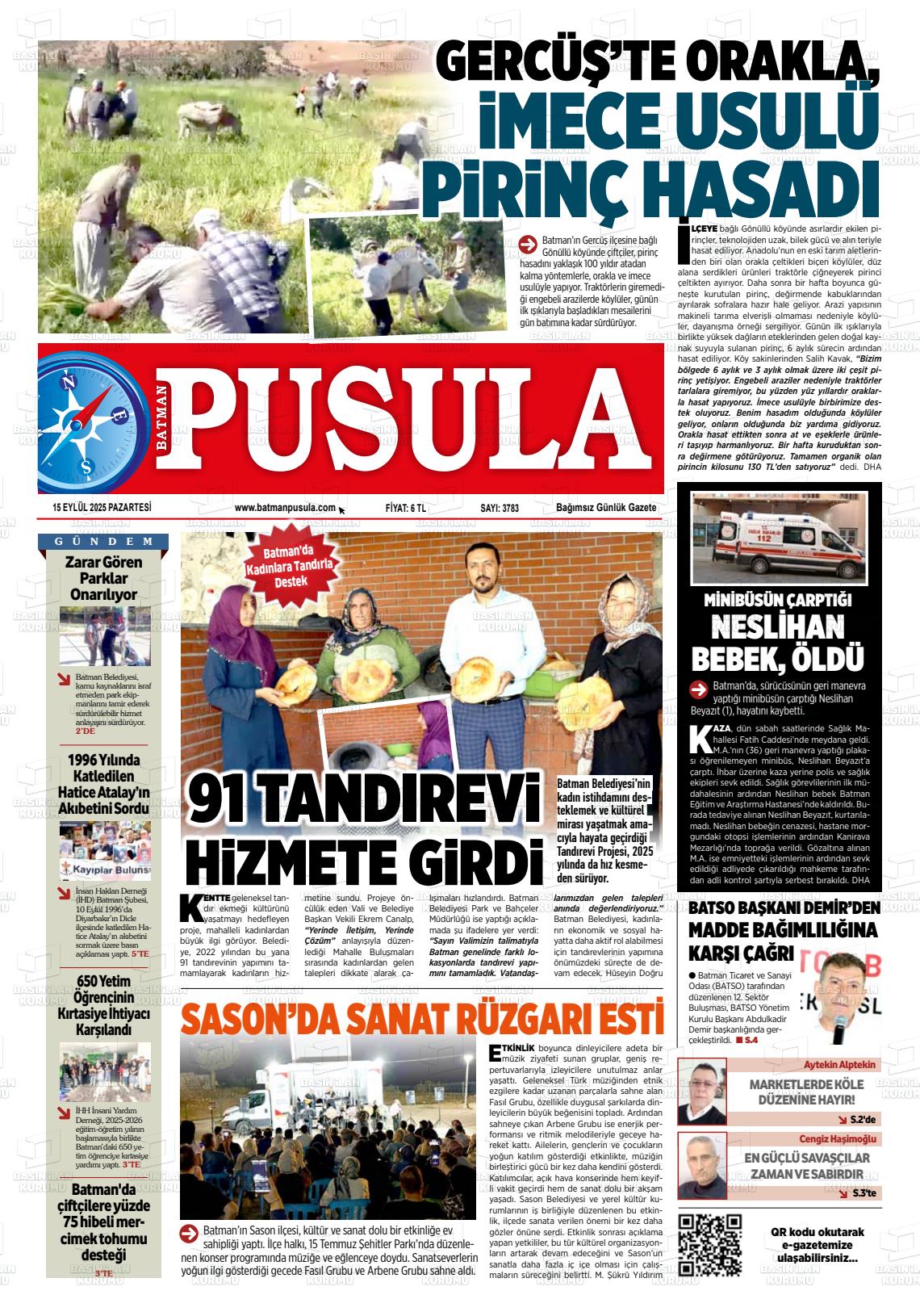 Batman Gazete Manşetleri 15 Eylül 2025 (8)