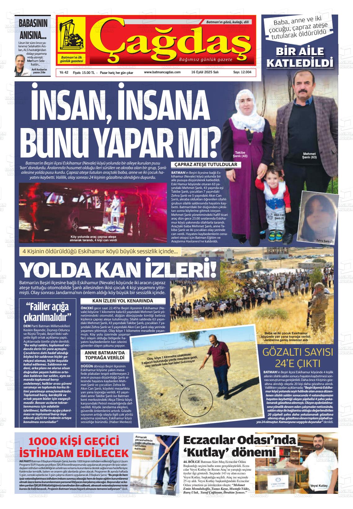 Batman Gazete Manşetleri 16 Eylül 2025 (2)