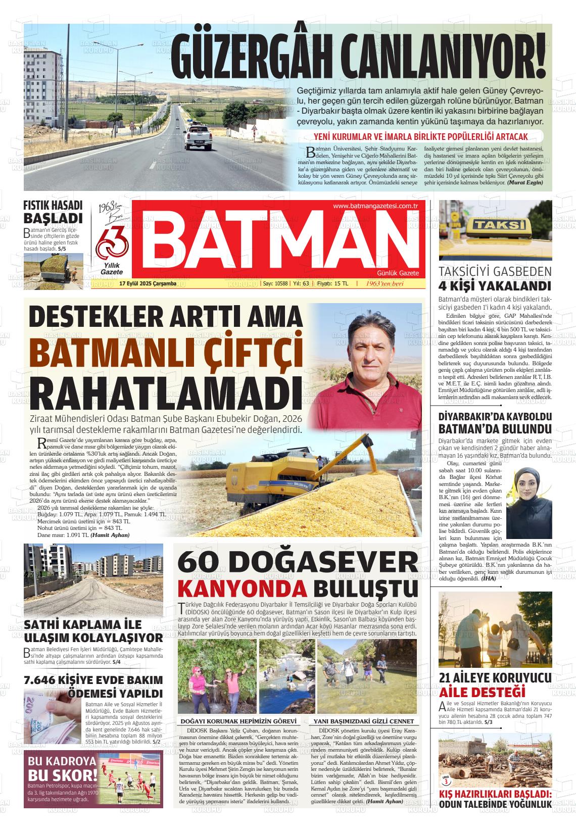 Batman Gazete Manşetleri 17 Eylül 2025 (1)